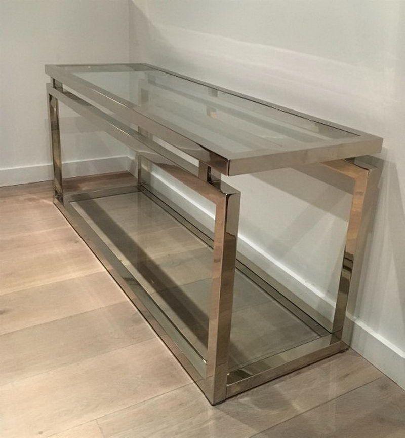 Very nice large modern chrome console table. Circa 1970 For Sale 3