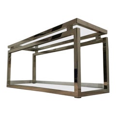 Very nice large modern chrome console table. Circa 1970