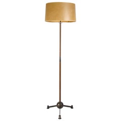 Very Nice Leather Floor Lamp Attributed to Raphael Decorateur
