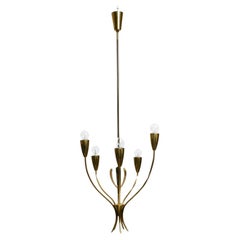 Very nice Mid Century Modern brass Sputnik ceiling lamp with five arms