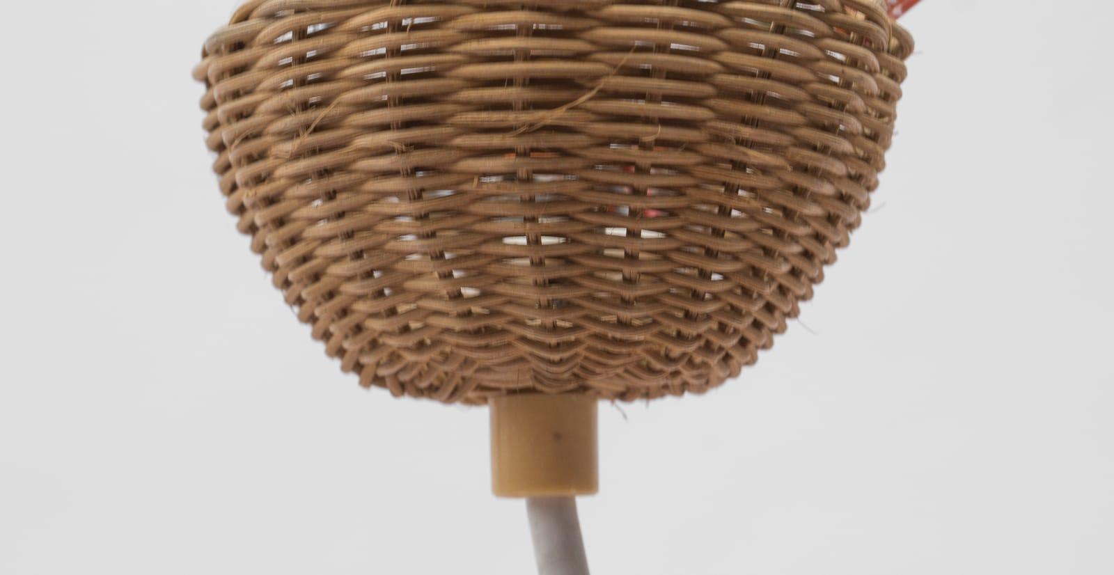 Mid-Century-Modern-Hängelampe aus Korbweide, Italien, 1960er Jahre (Metall) im Angebot