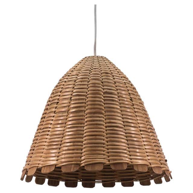 Hand Woven Wicker Pendant Lamp Rustic Design Spain Circa 1950s For hand-woven-wicker-pendant-lamp-rustic-design-spain-circa-1950s-for