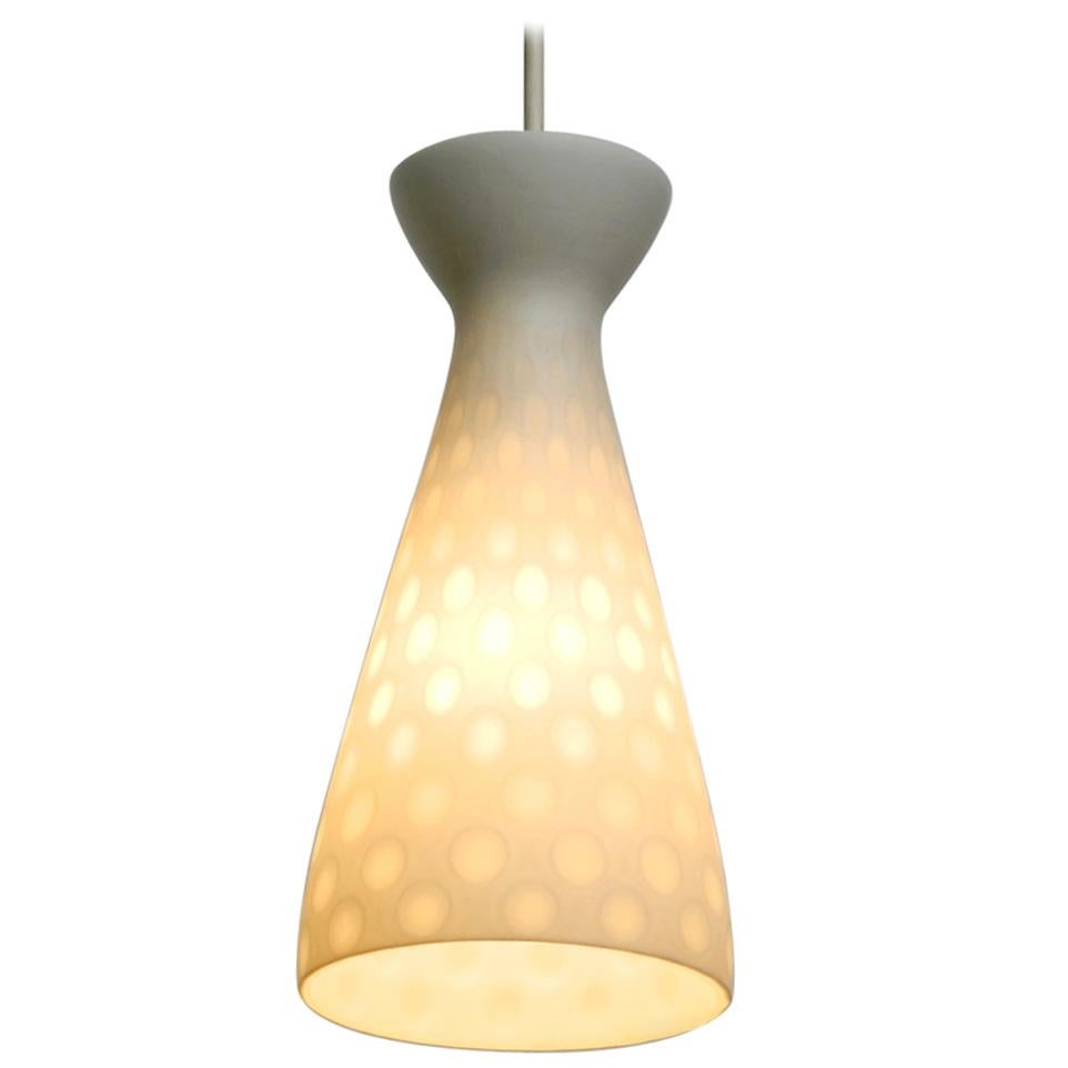 Very Nice Midcentury Glass Diabolo Pendant Lamp by Aloys Gangkofner