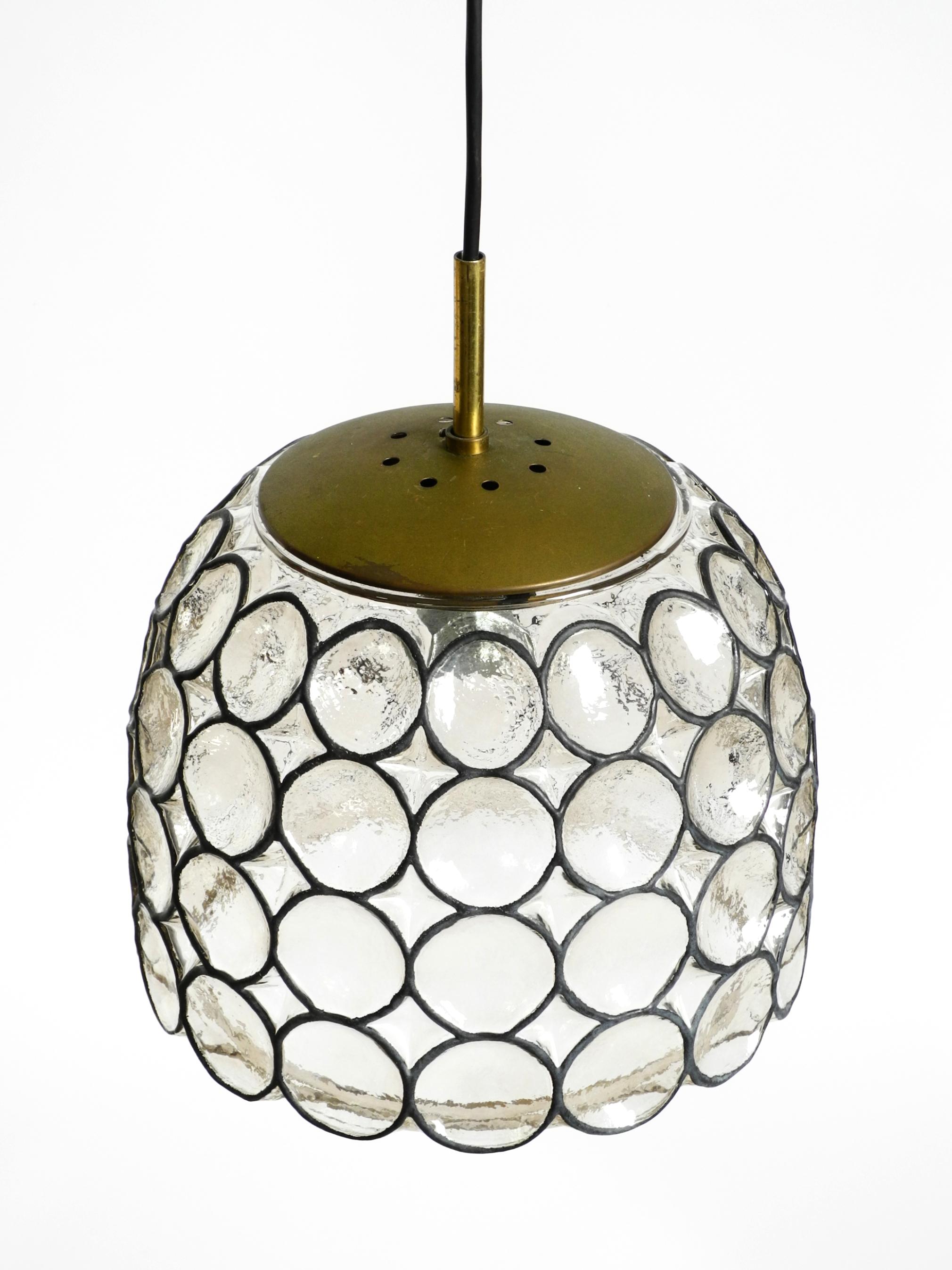 Very nice original 1960s Limburg glass pendant lamp In condizioni buone in vendita a München, DE