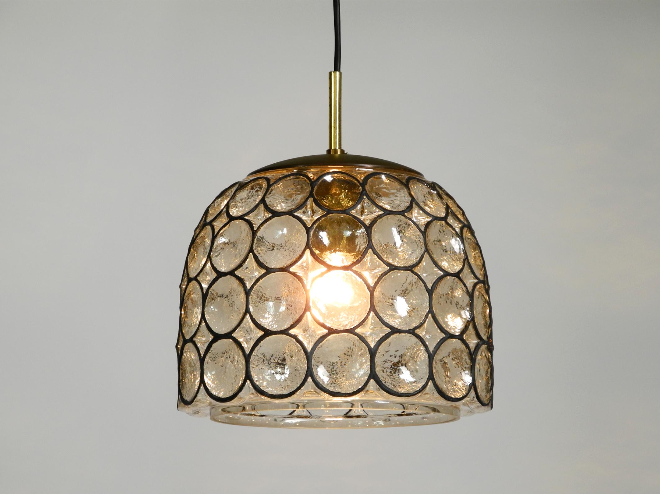 Ottone Very nice original 1960s Limburg glass pendant lamp in vendita