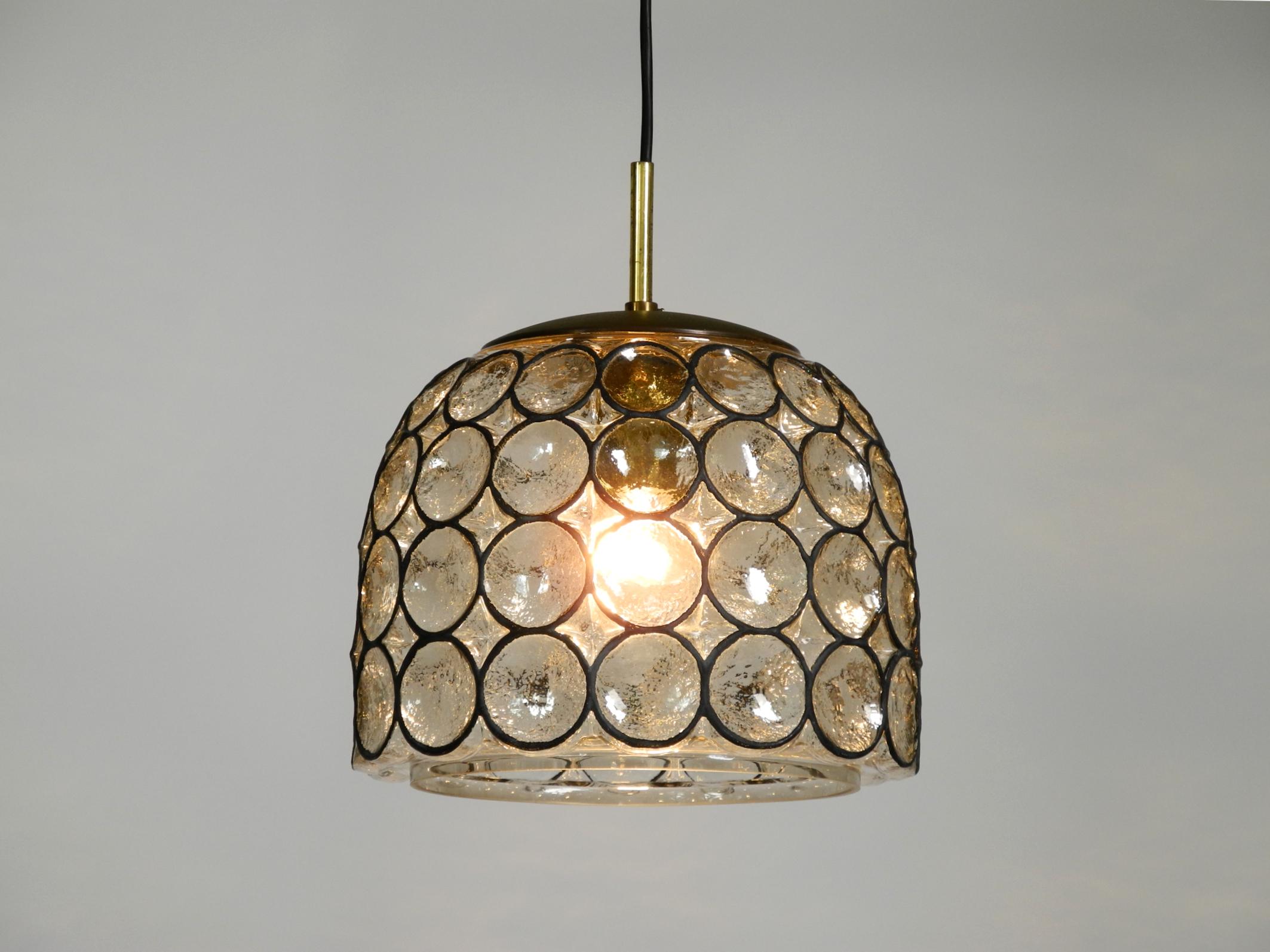 Very nice original 1960s Limburg glass pendant lamp in vendita 1