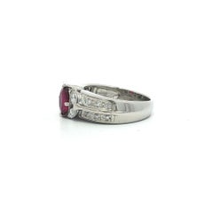 Very Nice Platinum 0.96ctw Oval Ruby w/ Marquise & Round Diamond Band Ring