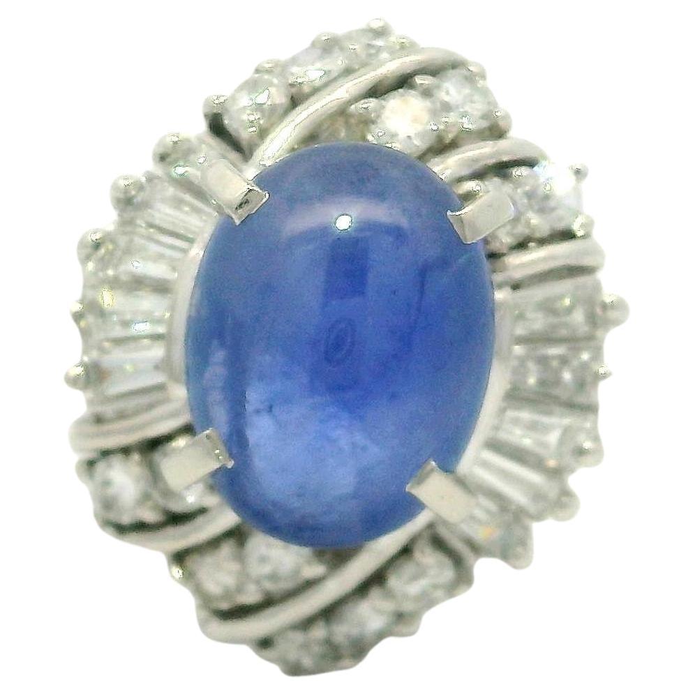 Very Nice Platinum GIA 2.53ctw Transparent Blue Star Sapphire Diamond Halo Ring