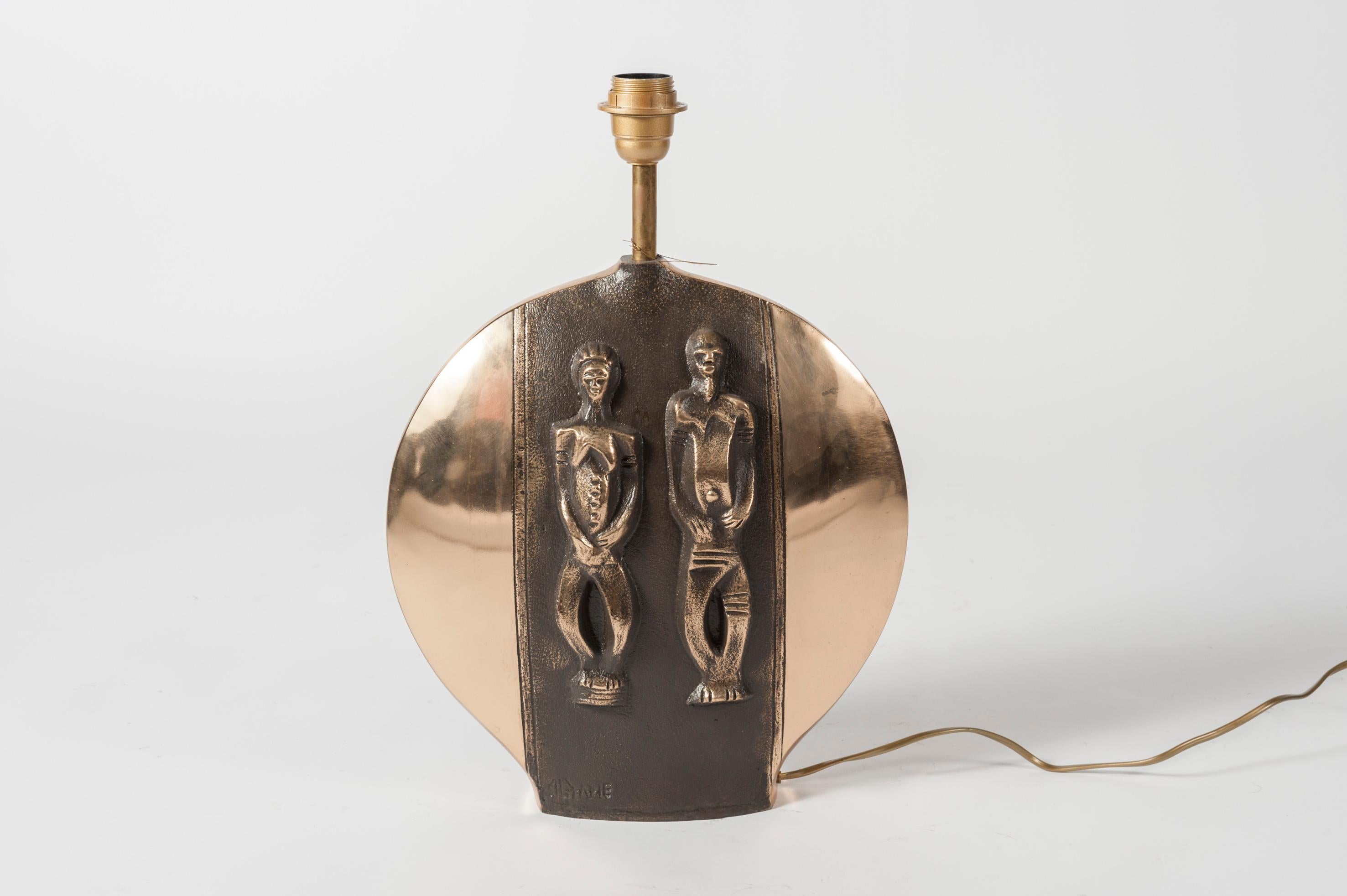 Very Nice Sculptural Bronze Lamp in the Style of Robert Phandeve For Sale 1
