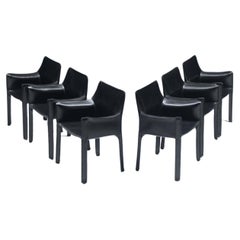 Very nice set (6) of Cab 413 black dining chairs by Mario Bellini for CASSINA