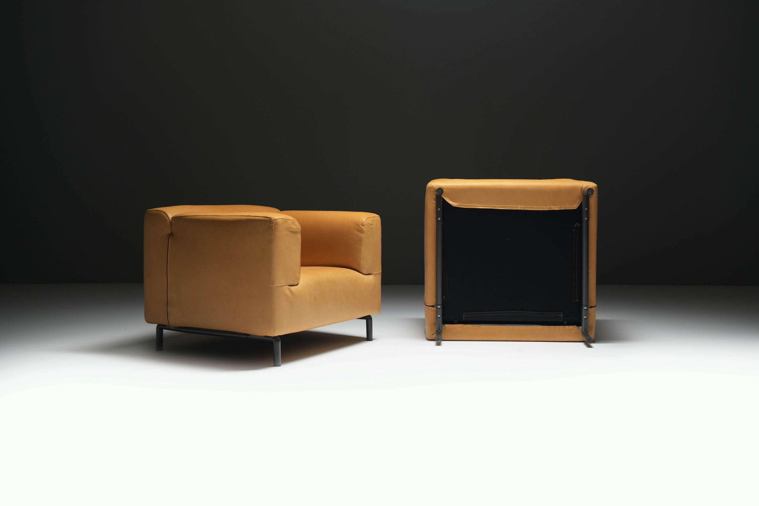 Très bel ensemble de fauteuils en cuir 'MET 250' par Piero Lissoni pour Cassina Italie en vente 6