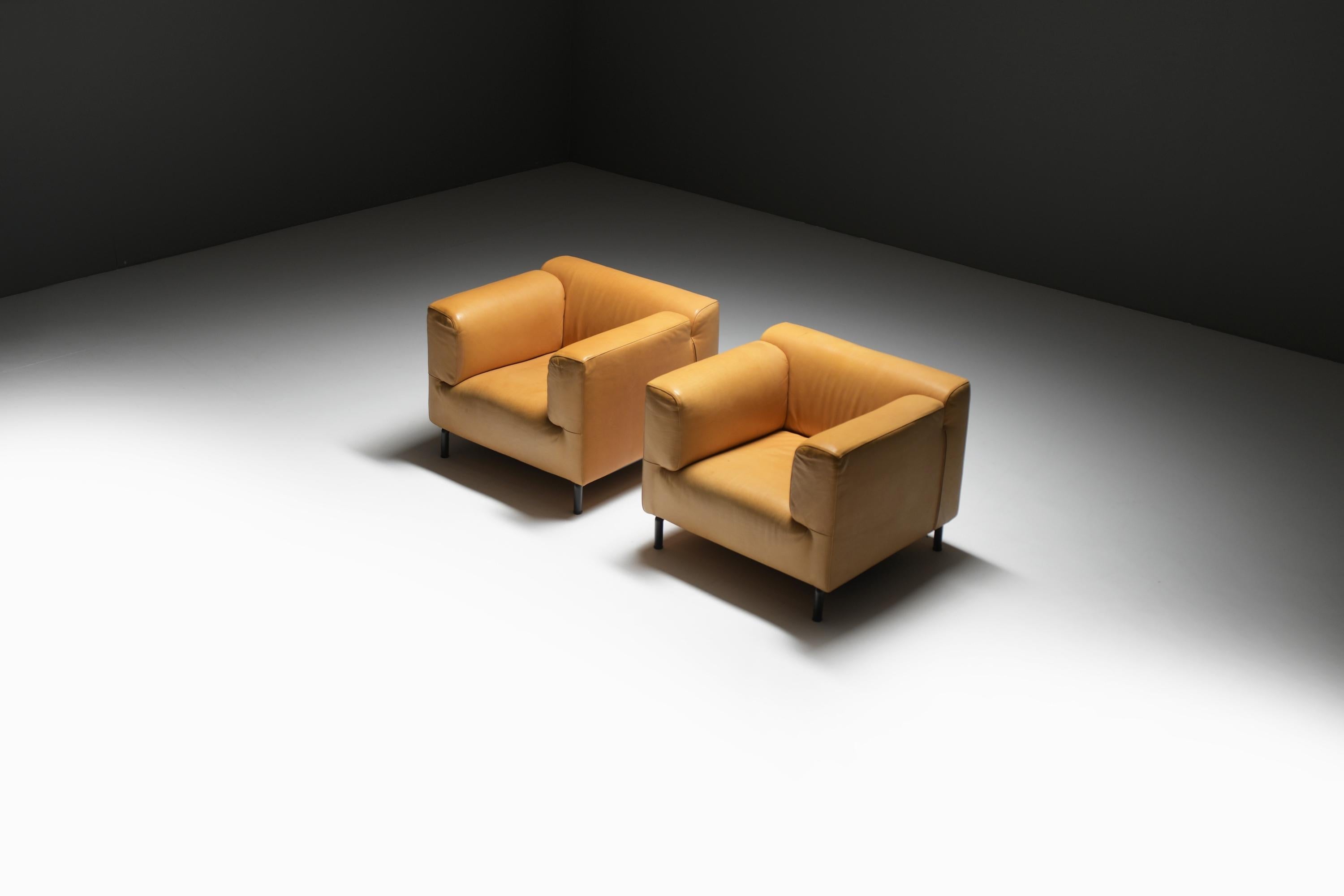 Mid-Century Modern Très bel ensemble de fauteuils en cuir 'MET 250' par Piero Lissoni pour Cassina Italie en vente