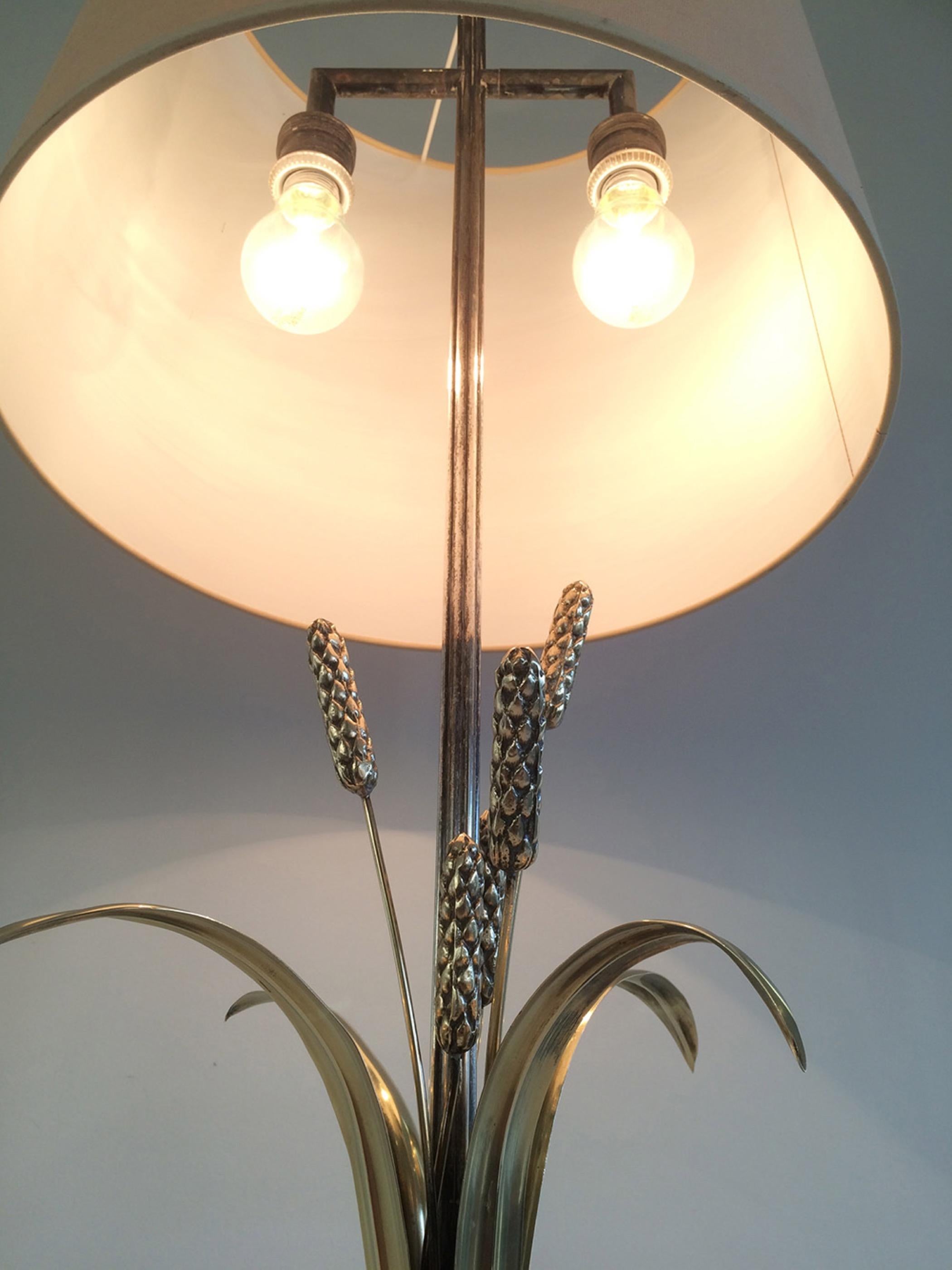 Very Nice Silver and Brass Ears of Wheat Lamp, circa 1940 4