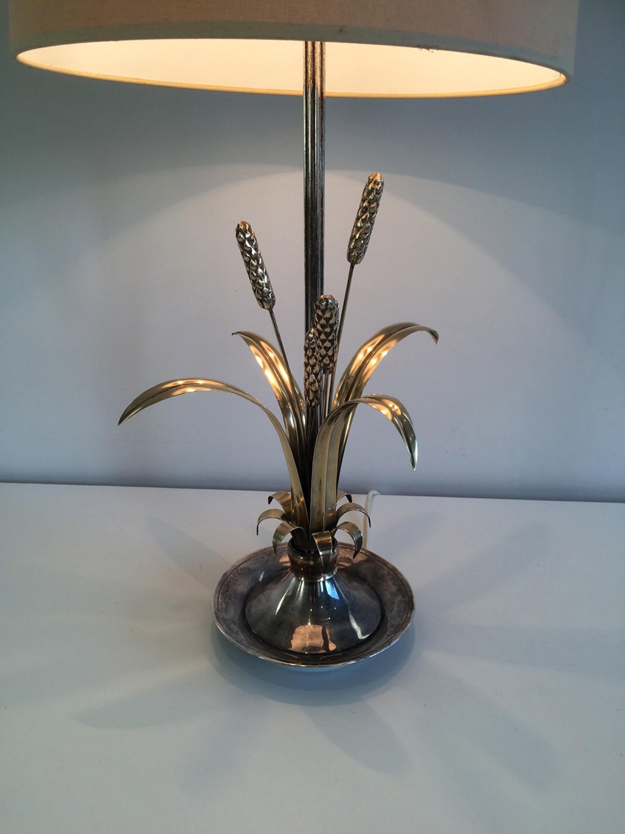 Very Nice Silver and Brass Ears of Wheat Lamp, circa 1940 7