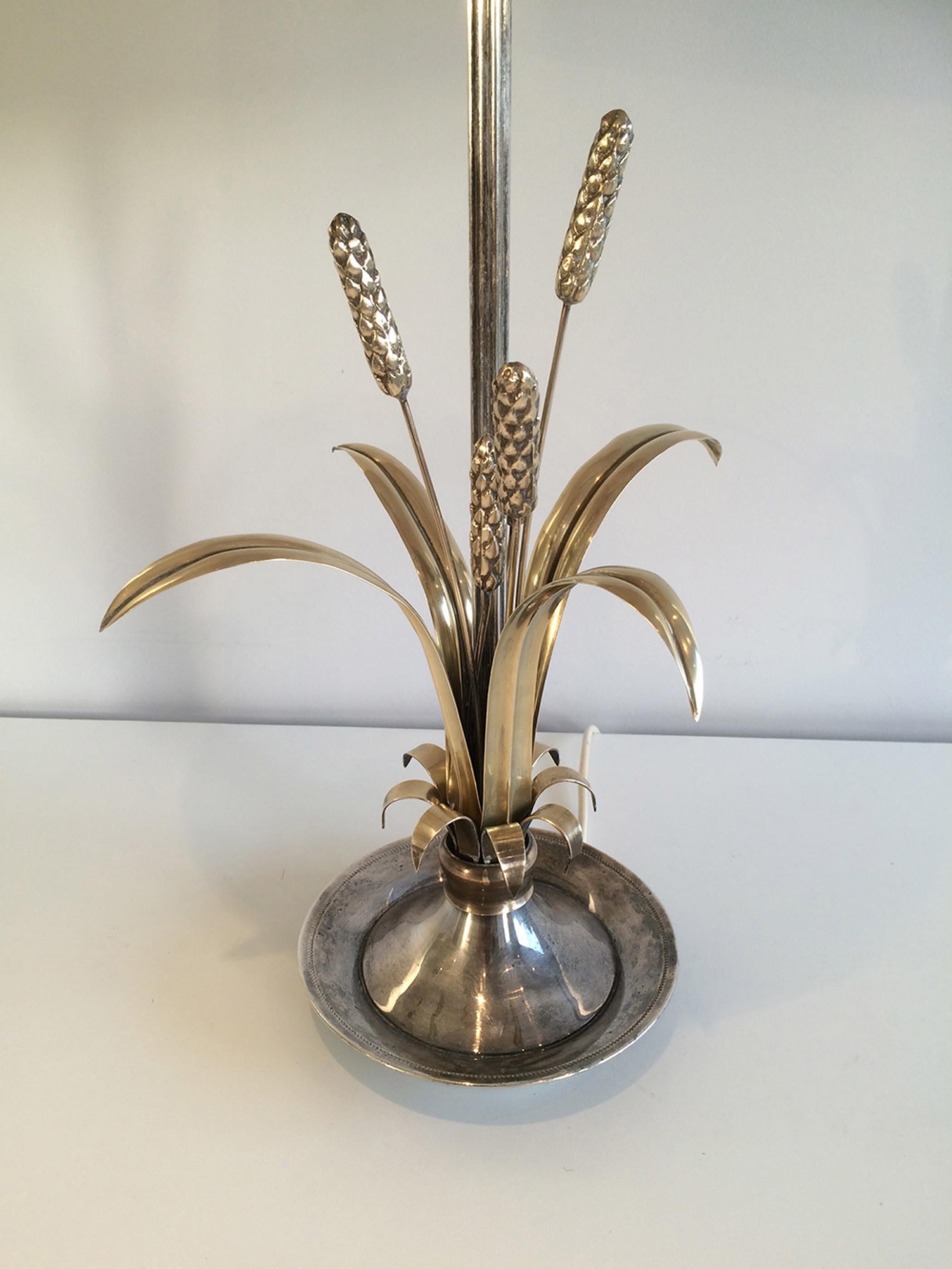 Very Nice Silver and Brass Ears of Wheat Lamp, circa 1940 8