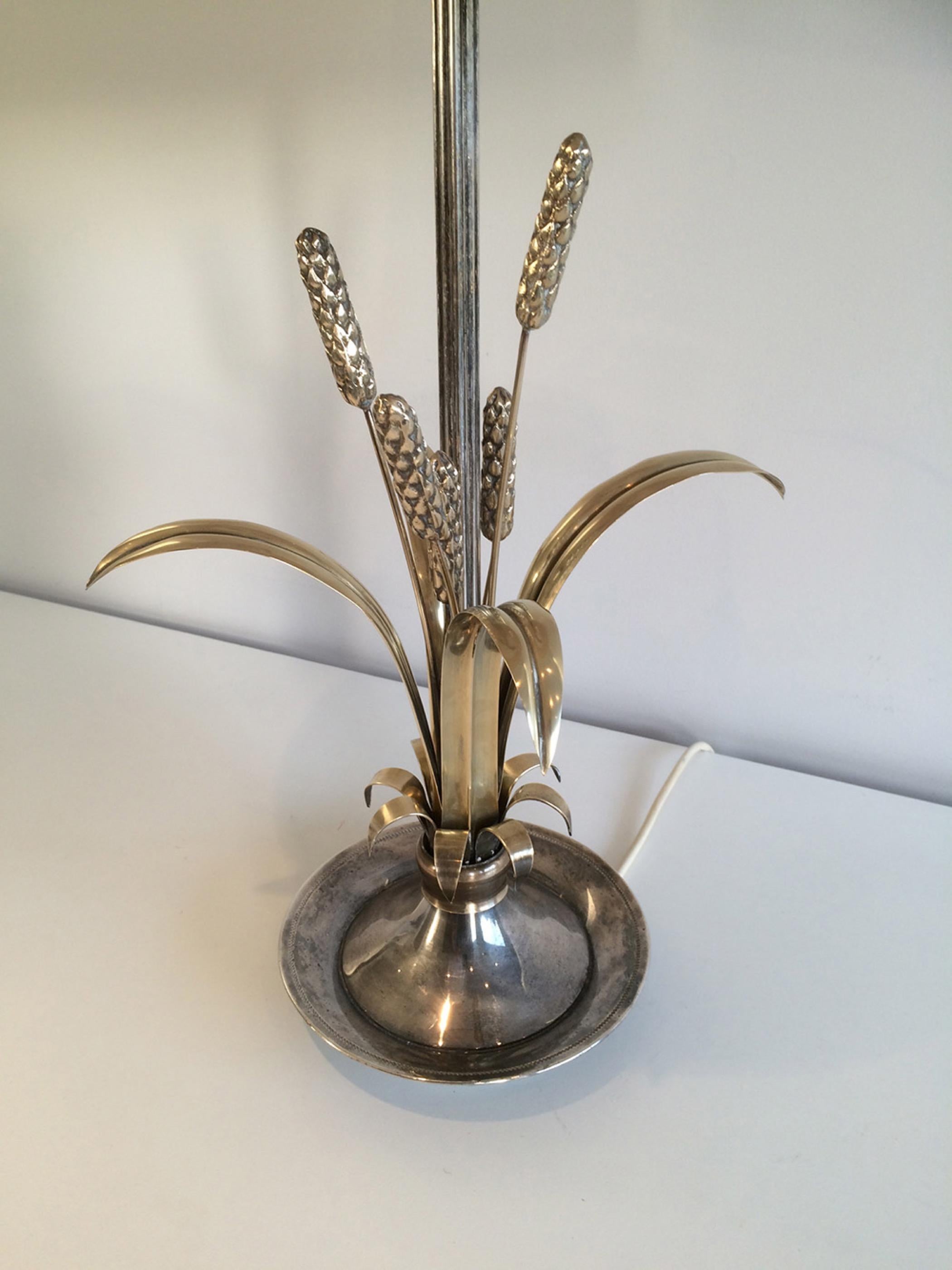 Very Nice Silver and Brass Ears of Wheat Lamp, circa 1940 9