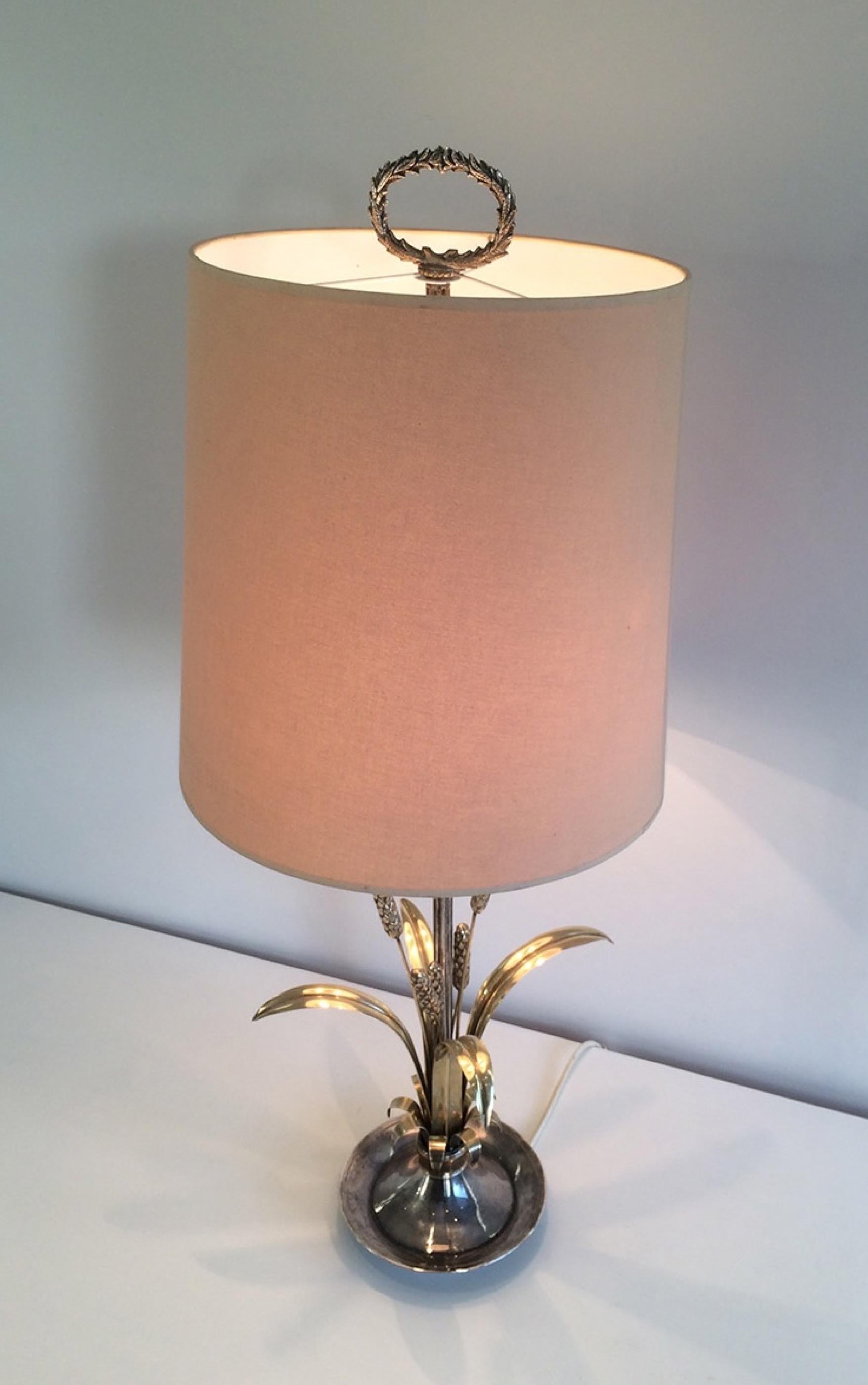 Very Nice Silver and Brass Ears of Wheat Lamp, circa 1940 10