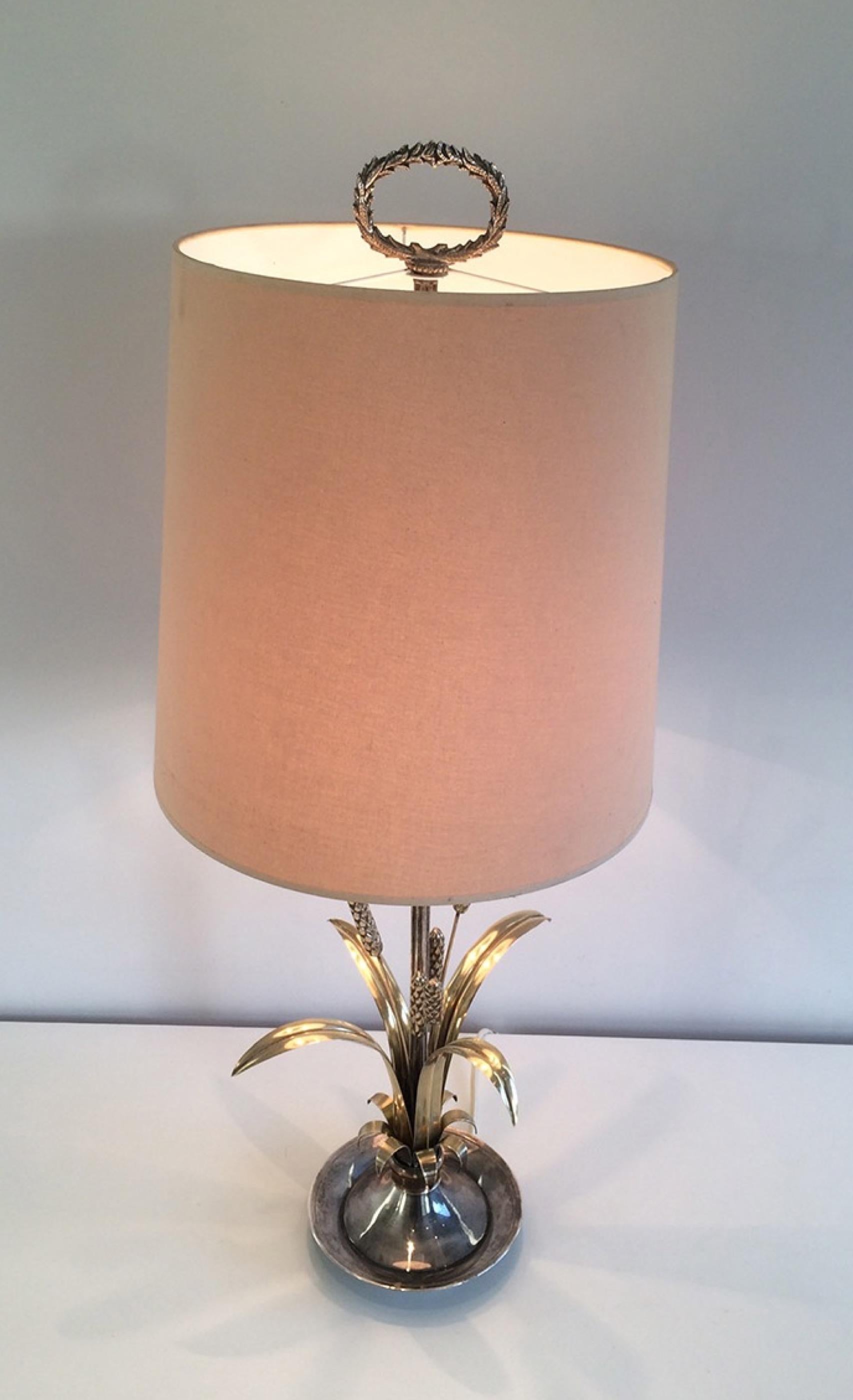 Very Nice Silver and Brass Ears of Wheat Lamp, circa 1940 11