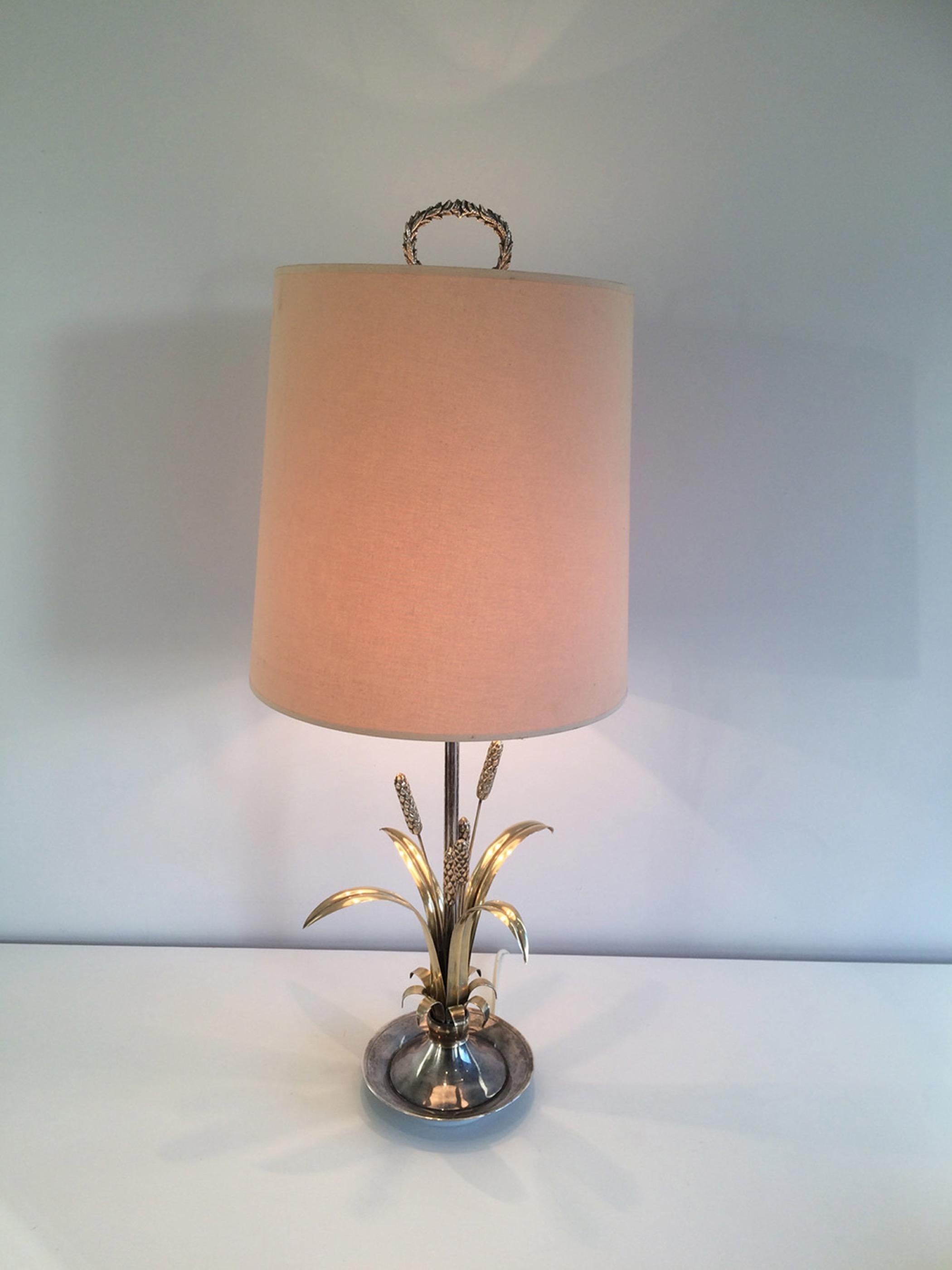 Very Nice Silver and Brass Ears of Wheat Lamp, circa 1940 12