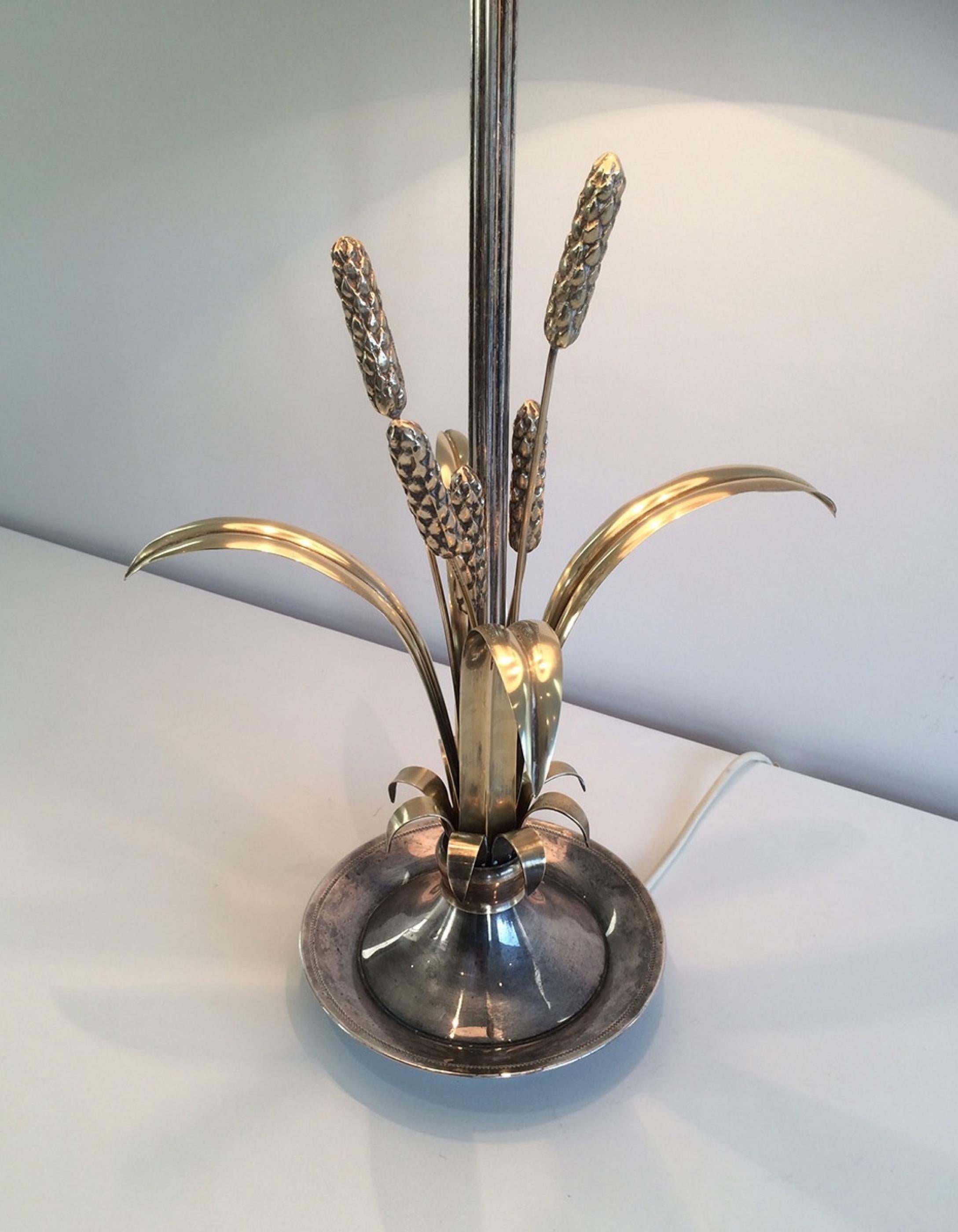 Mid-20th Century Very Nice Silver and Brass Ears of Wheat Lamp, circa 1940