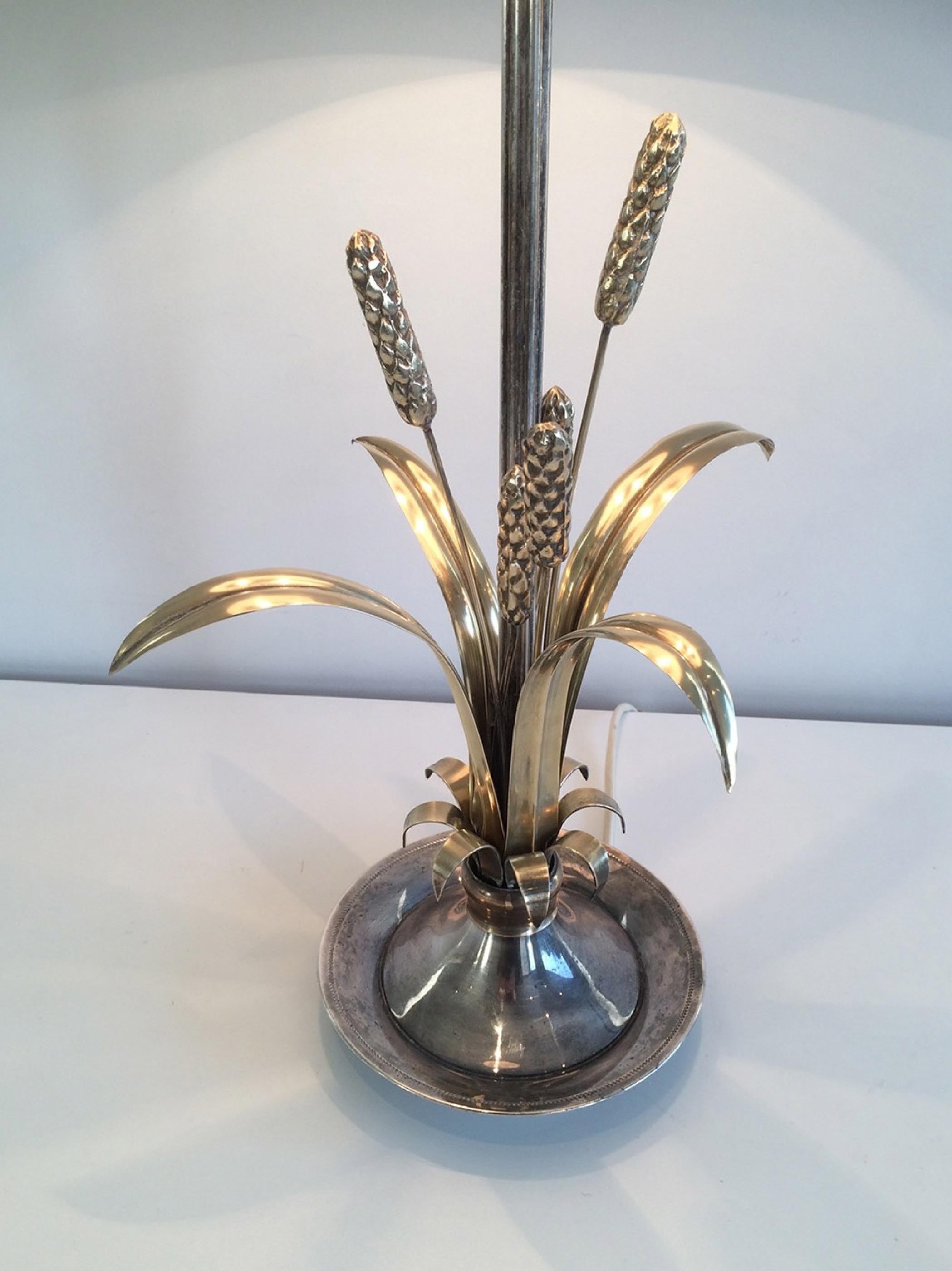 Very Nice Silver and Brass Ears of Wheat Lamp, circa 1940 1