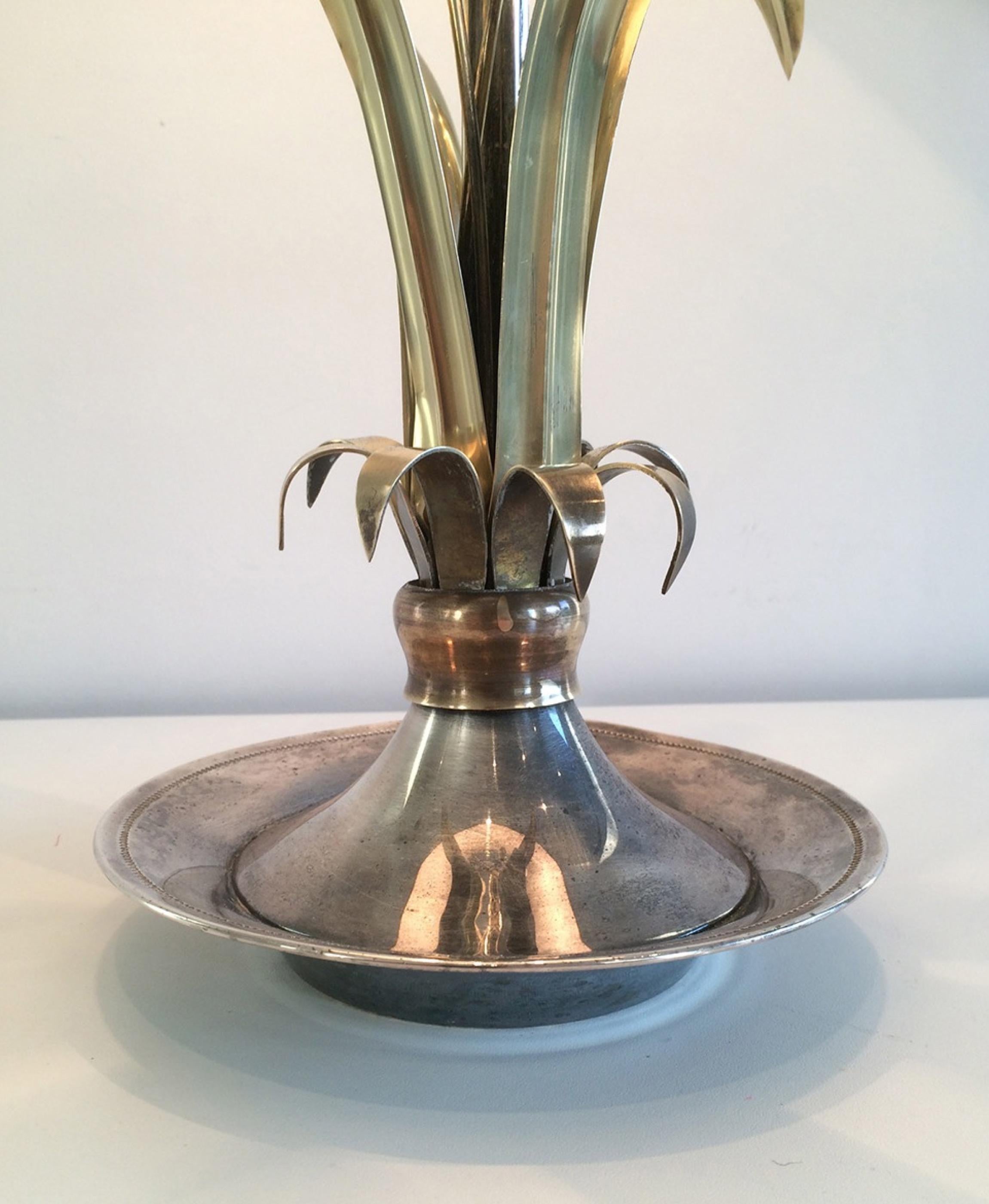 Very Nice Silver and Brass Ears of Wheat Lamp, circa 1940 3
