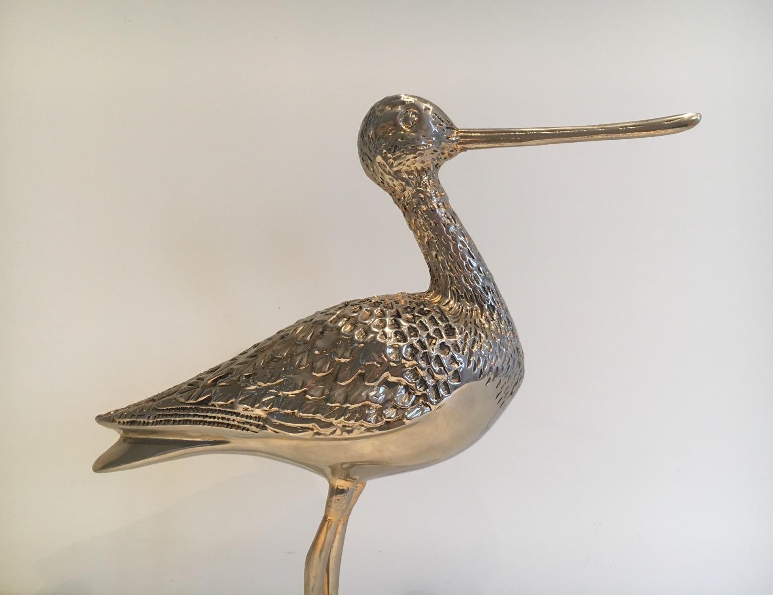 French Very Nice Silvered Bronze Bird, circa 1970