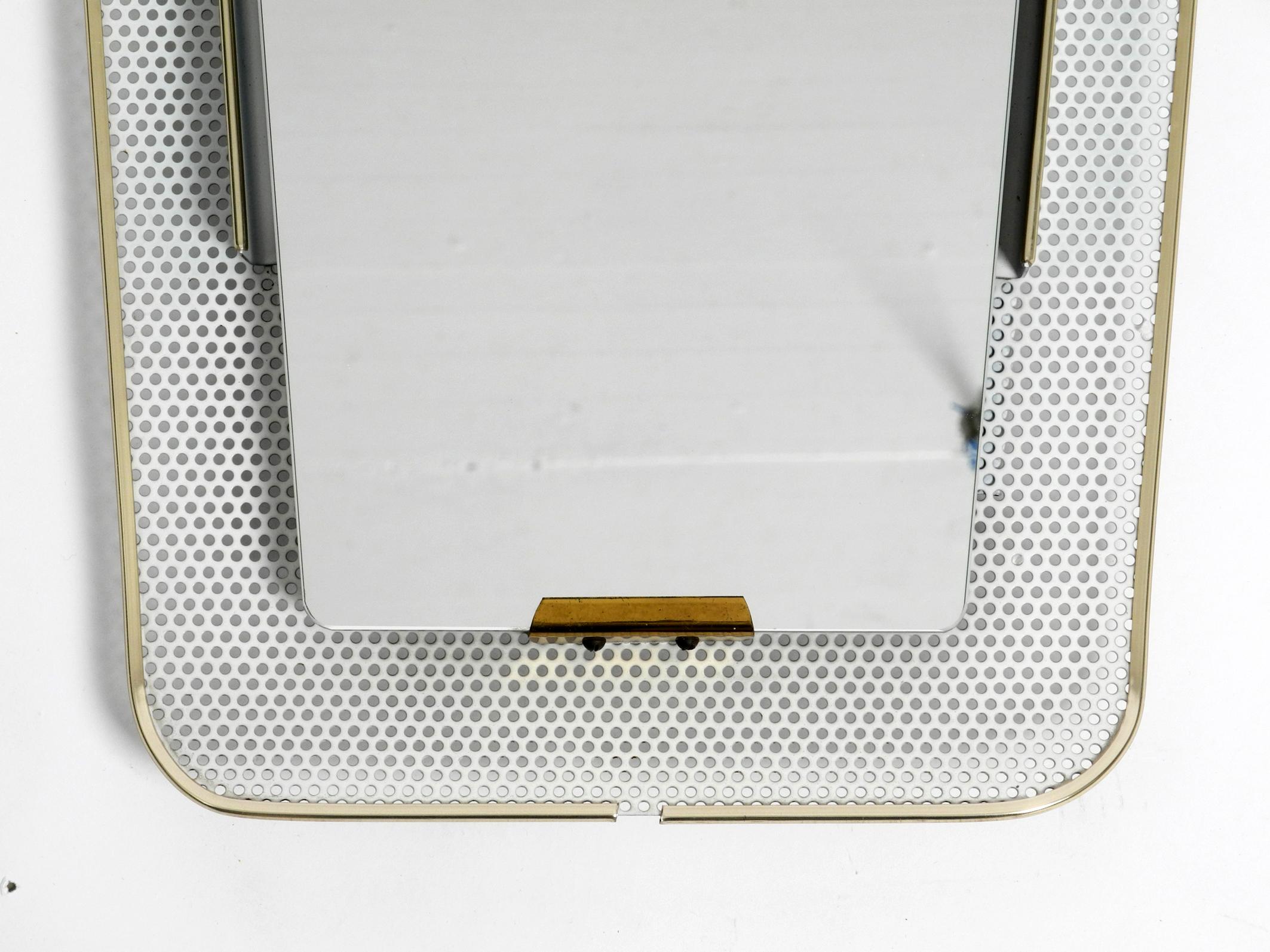 Very Nice Trapezoidal Mid-Century Modern Perforated Metal Wall Mirror 1