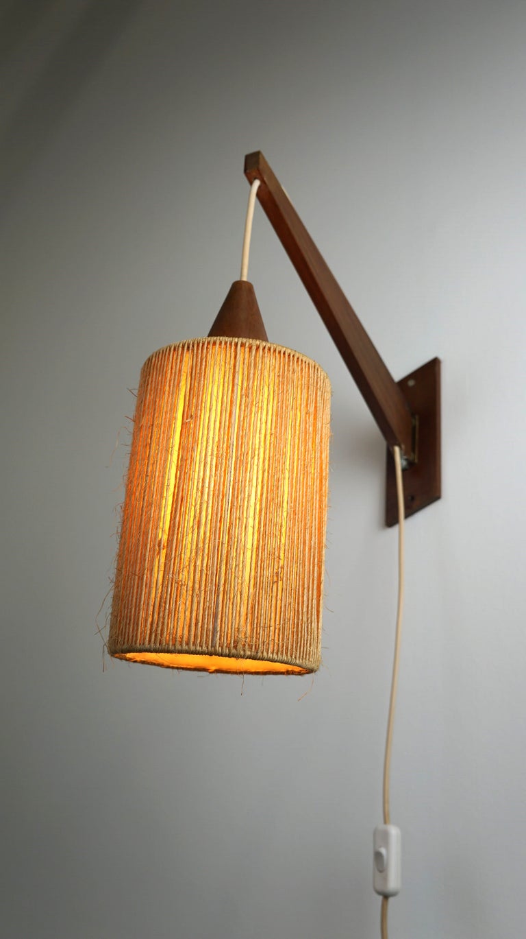 Very nice vintage jute design wall lamp in boho style For Sale at 1stDibs