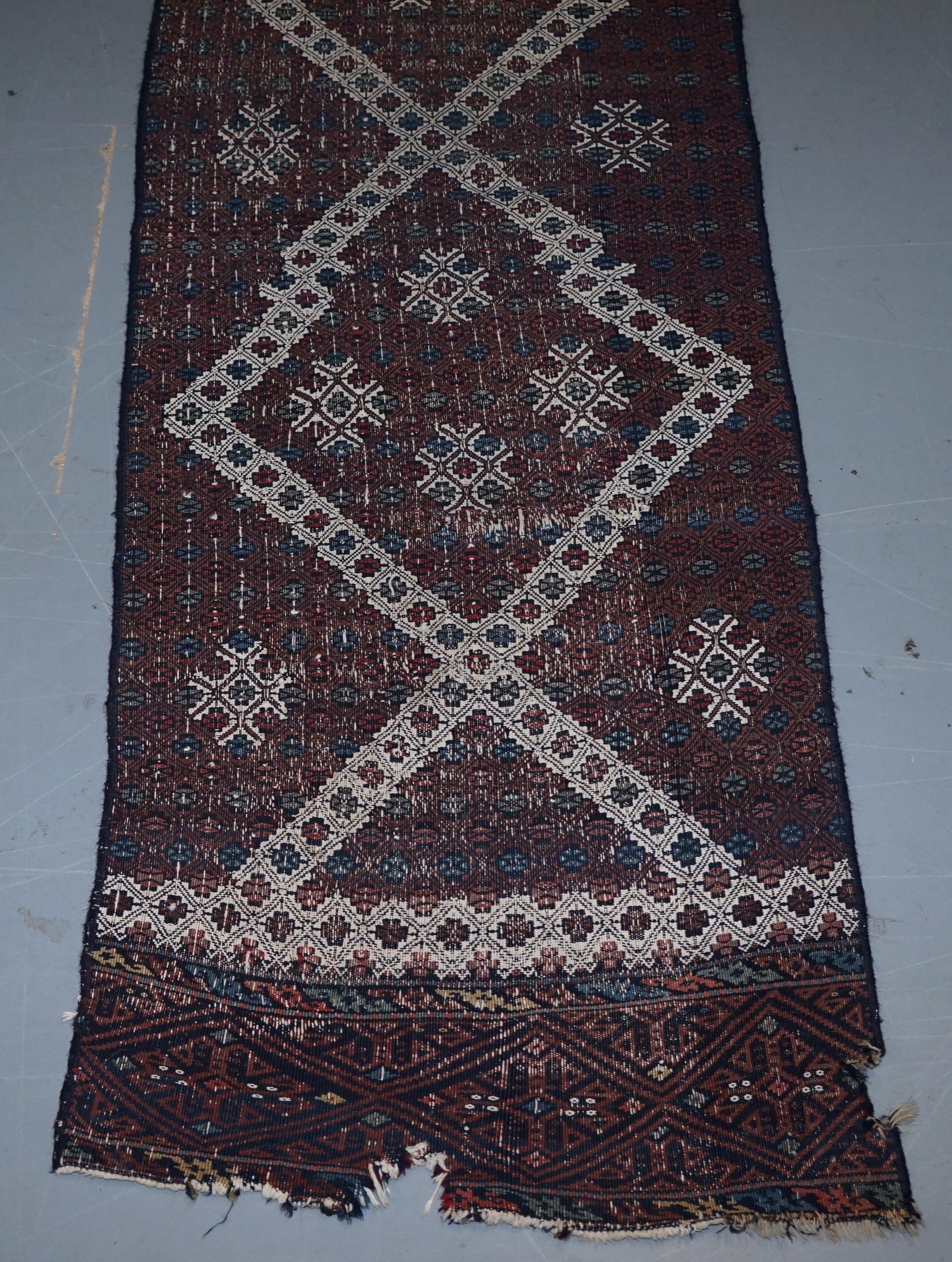 Hand-Crafted Very Old Antique Hand Knotted Runner Rug Stunning Kilim Country House Charming For Sale
