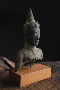 Very old bronze Buddha head from Thailand/Ayutthaya Dynasty/17th-18th century