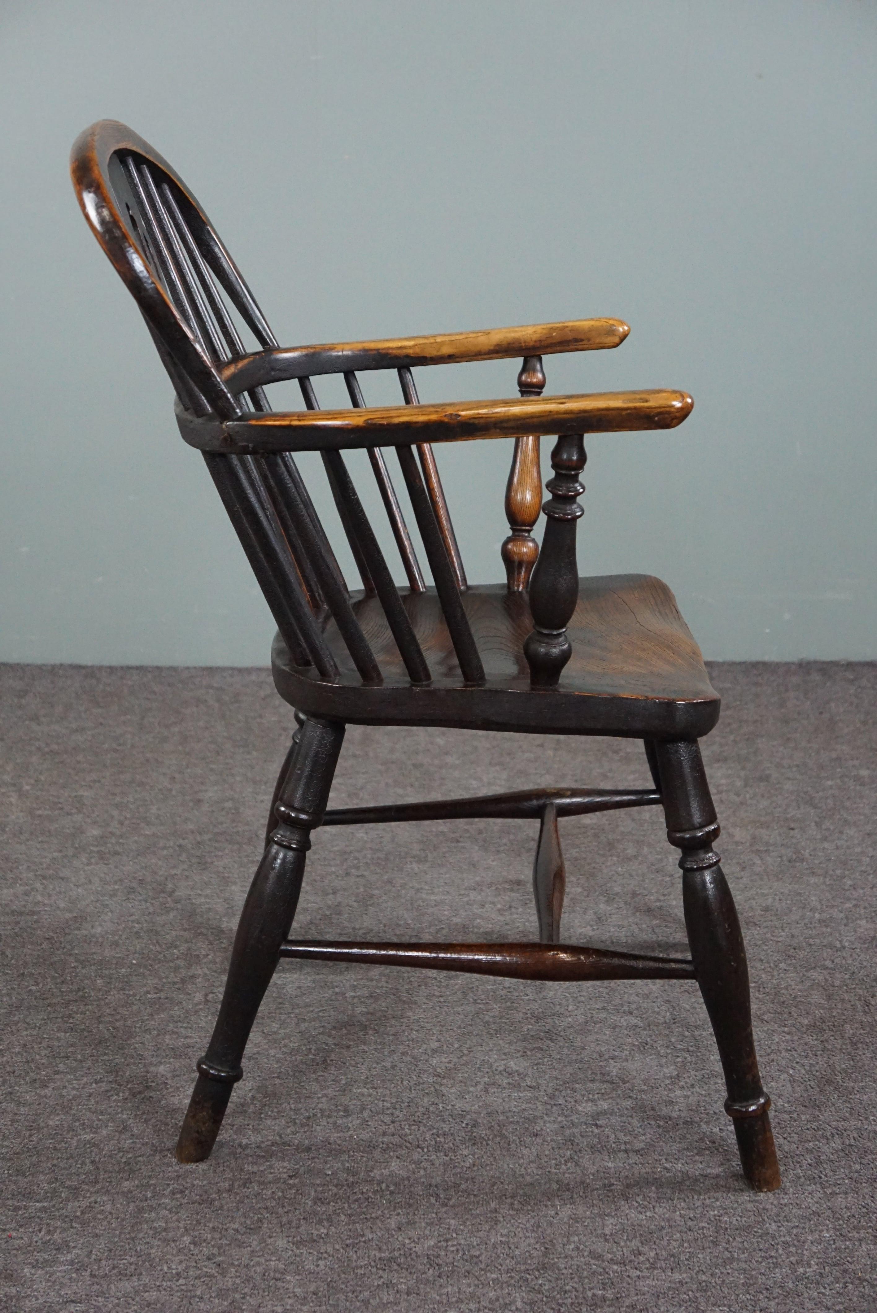 Very old charming antique English low back Windsor Armchair/armchair, 18th centu In Good Condition For Sale In Harderwijk, NL