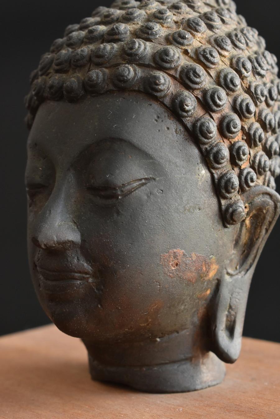 Very old bronze Buddha head from Thailand/Southeast Asian art/Buddha statue 5