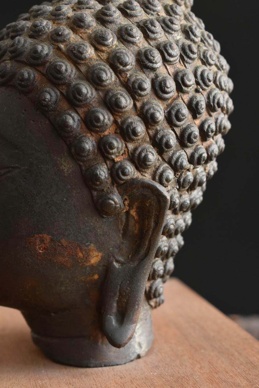 Very old bronze Buddha head from Thailand/Southeast Asian art/Buddha statue 6
