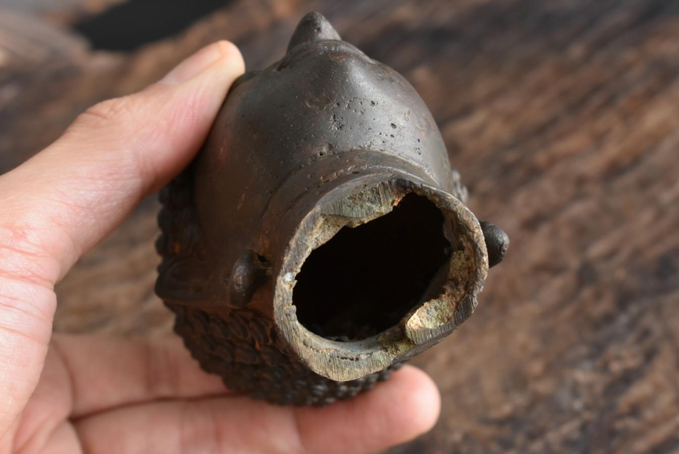 Very old bronze Buddha head from Thailand/Southeast Asian art/Buddha statue 8