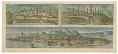 Sehr alte Gravur von Casablanca (Anfa), Azemmour ( Azemmour) und Diu, 1574