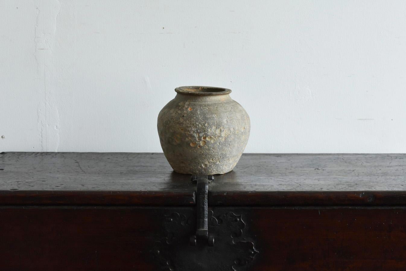 Very Old Excavated Small Pottery Jar from China / Wabi-Sabi Vase / before 9th 9