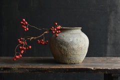 Very Old Excavated Small Pottery Jar from China / Wabi-Sabi Vase / before 9th