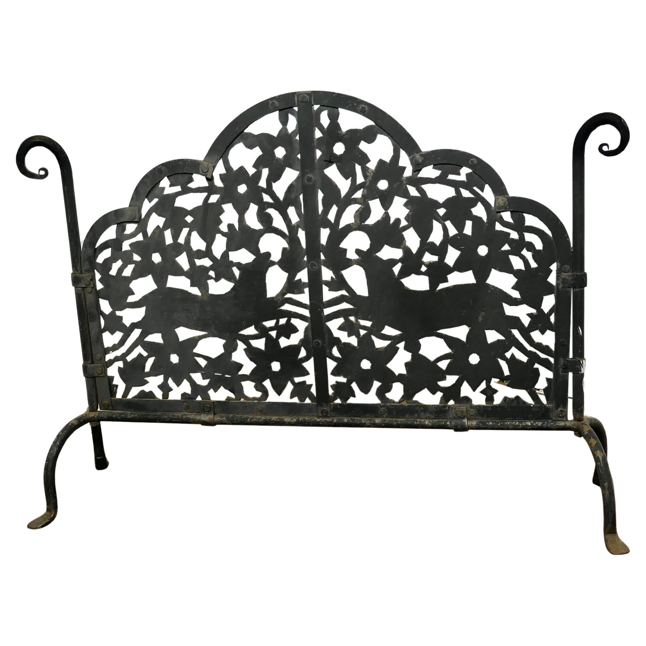 Very Old Gothic Blacksmith Forged Iron Fire Screen