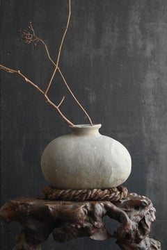 Very old Japanese hard earthenware / Wabi-Sabi style flower vase / "Sue ware"