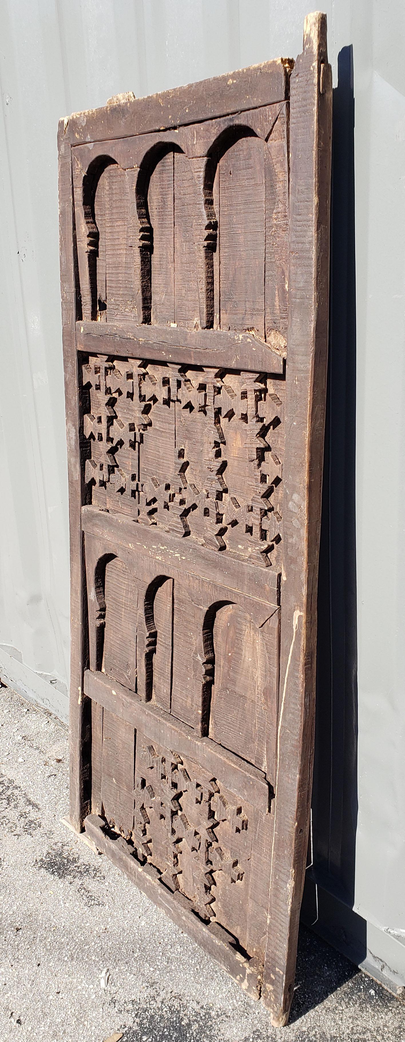 Carved Very Old Moroccan Wooden Door, Single Panel For Sale