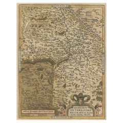 Antique Very Old Original Hand-Colored Map of the Basel Region, Switzerland, Ca.1578