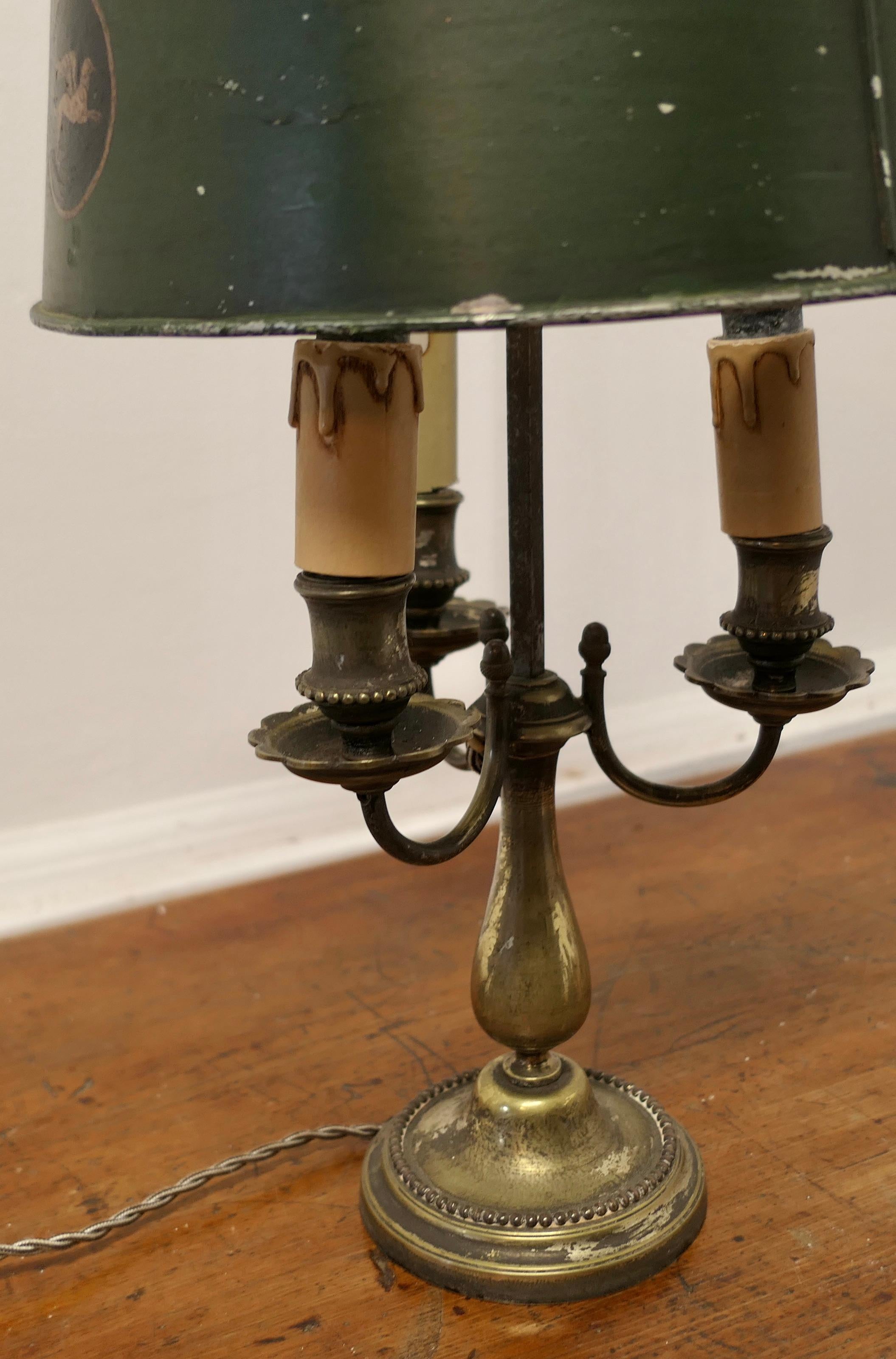 Très ancienne lampe de bureau à triple bouillotte française en métal argenté    en vente 1