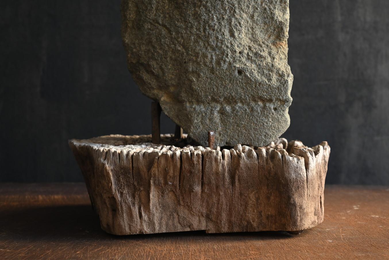 Hand-Carved Very old stone Buddha statue in Japan/1400-1600/Jizo Stone Buddha
