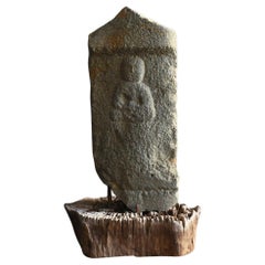 Buddha-Statue aus sehr altem Stein in Japan/1400-1600/Jizo Stone Buddha aus Stein