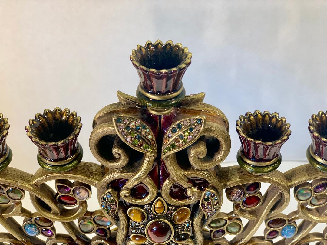 Baroque Opulent Hanukkah Menorah Candelabra or Candelabrum by Jay Strongwater