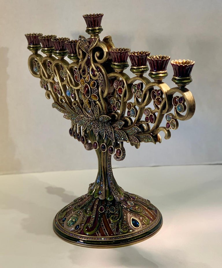 Opulent Hanukkah Menorah Candelabra or Candelabrum by Jay Strongwater