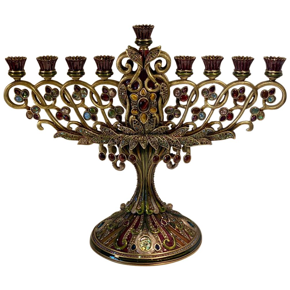 Opulent Hanukkah Menorah Candelabra or Candelabrum by Jay Strongwater