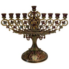 Opulent Hanukkah Menorah Candelabra or Candelabrum by Jay Strongwater