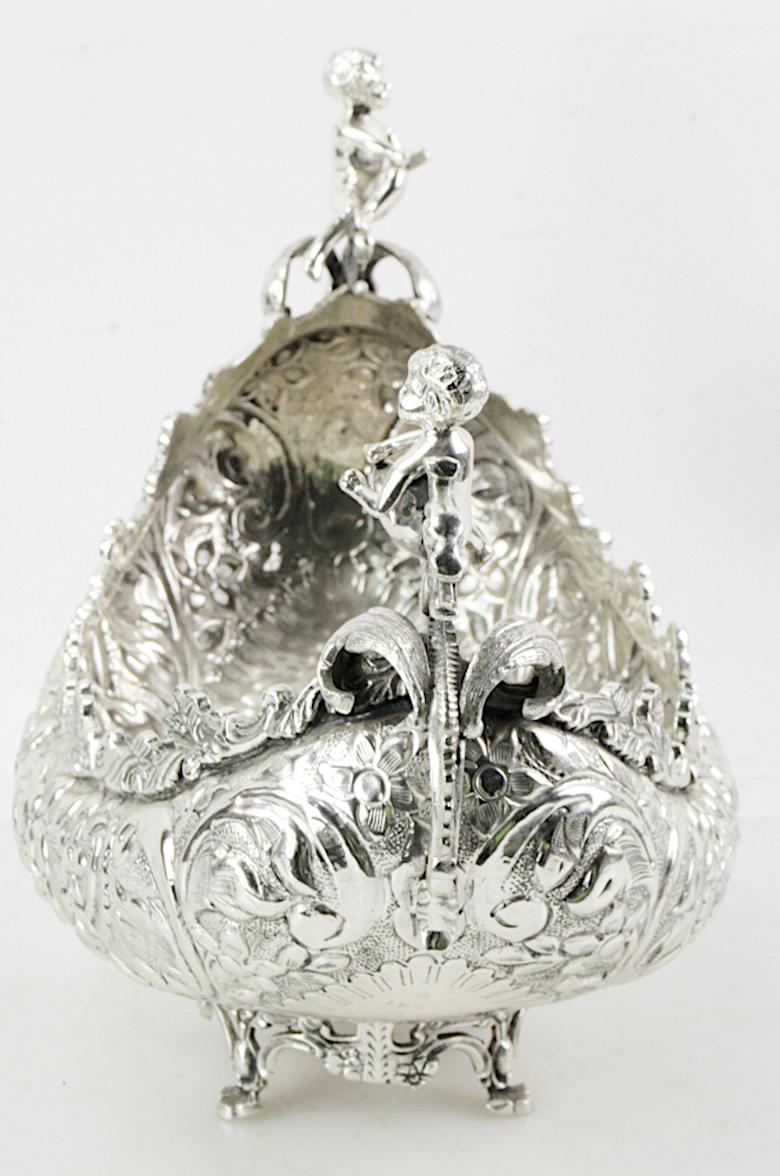 Very Ornately Decorated Silver Plated Austrian Footed Centerpiece For Sale 1